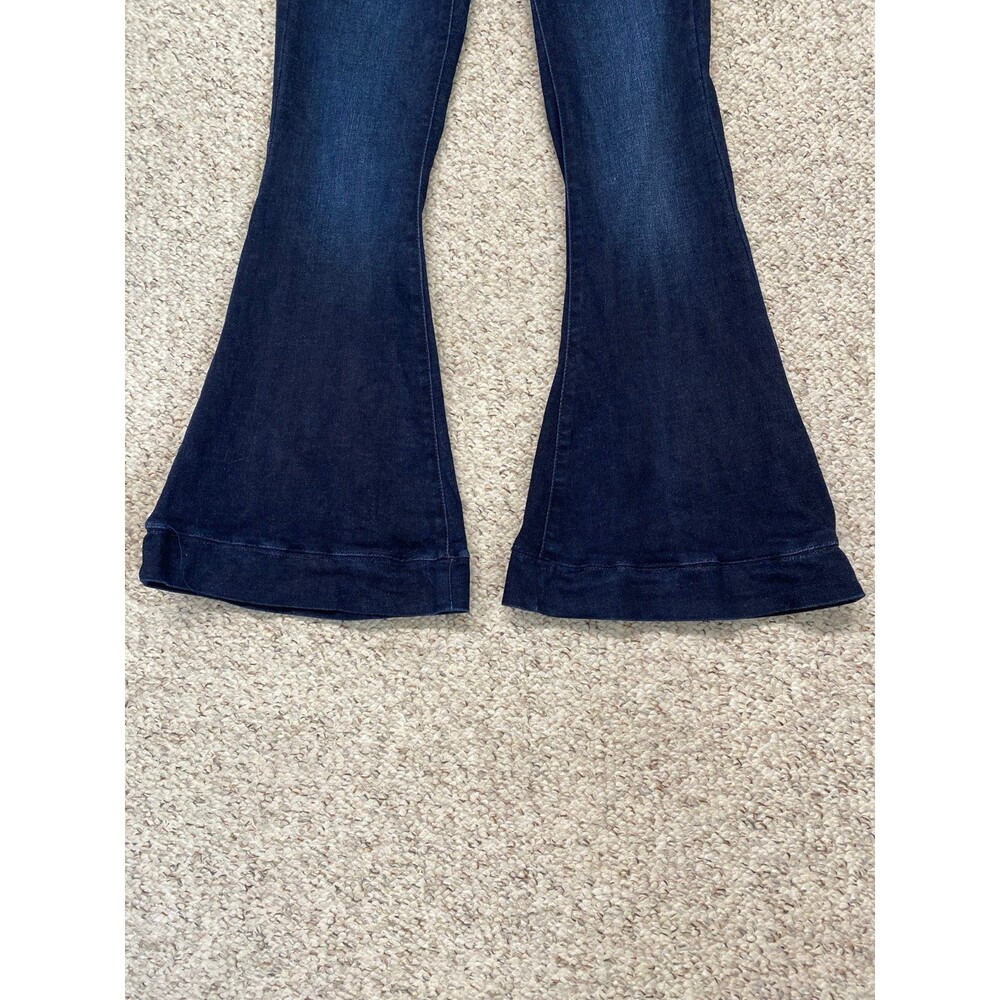 Kancan Button Fly High-rise Super Flare Bell Bottom Retro Dark Wash Jeans 7/27 - Picture 3 of 6